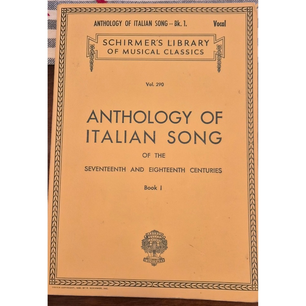 Anthology of Italian Song Book 1 Schirmer Library Vol 290 Parisotti